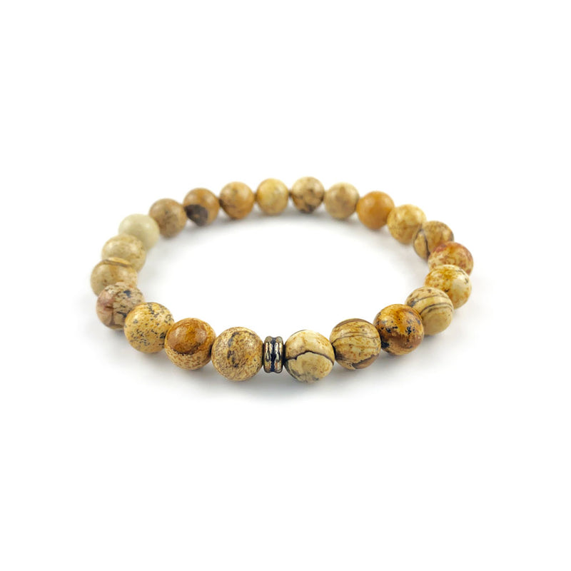 8mm Resim Jasper Küre Kesim Bileklik