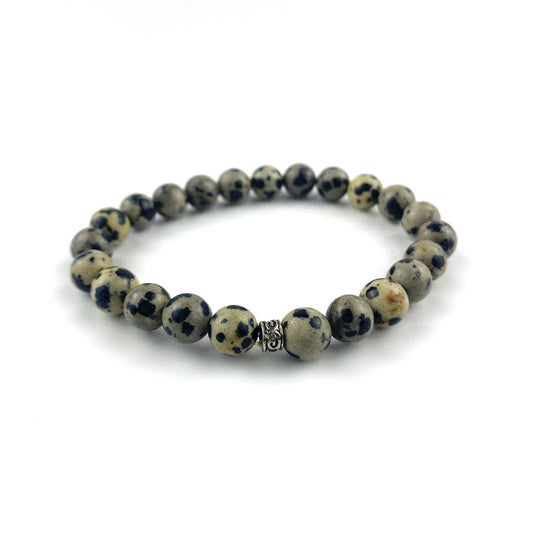 8mm Mat Dalmaçyalı Jasper Küre Kesim Bileklik