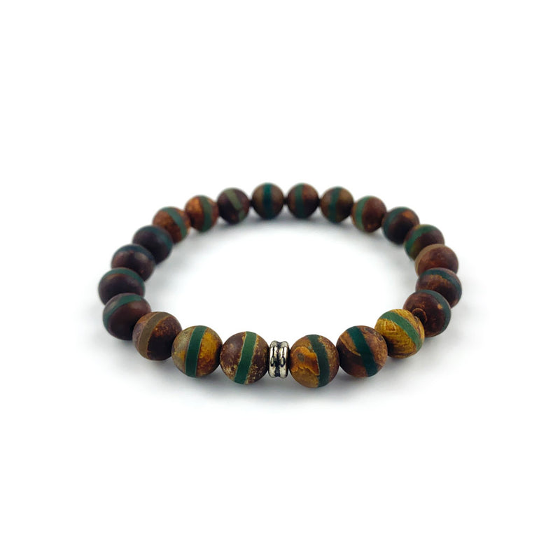 8mm Tibet Akik Küre Kesim Bileklik (Yeşil I)