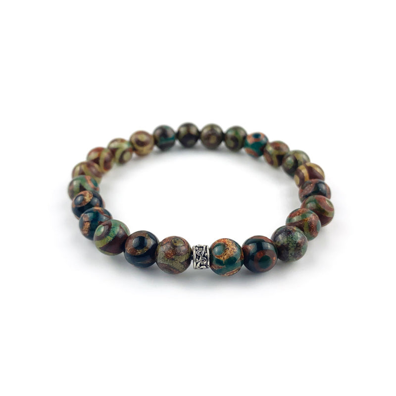 8mm Tibet Akik Küre Kesim Bileklik (Yeşil O)