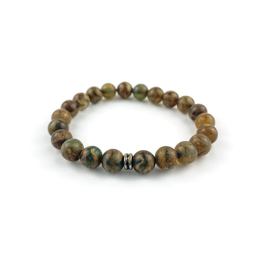 8mm Tibet Akik Küre Kesim Bileklik (Yeşil S)