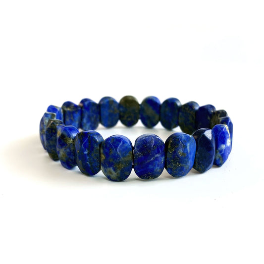 Fasetli Oval Kesim Lapis Lazuli Bileklik