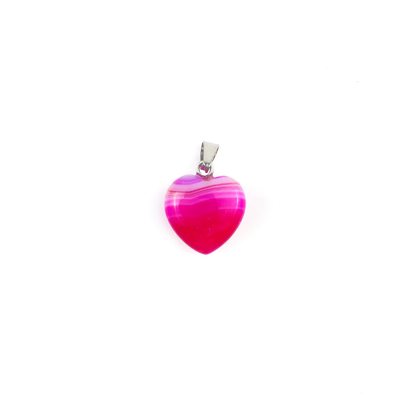 Pembe Akik Kalp Kolye Küçük