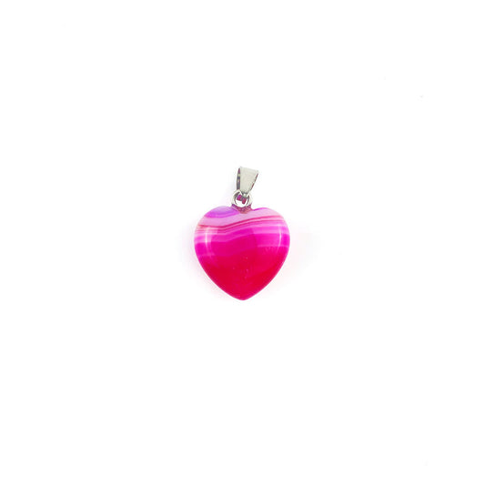 Pembe Akik Kalp Kolye Küçük